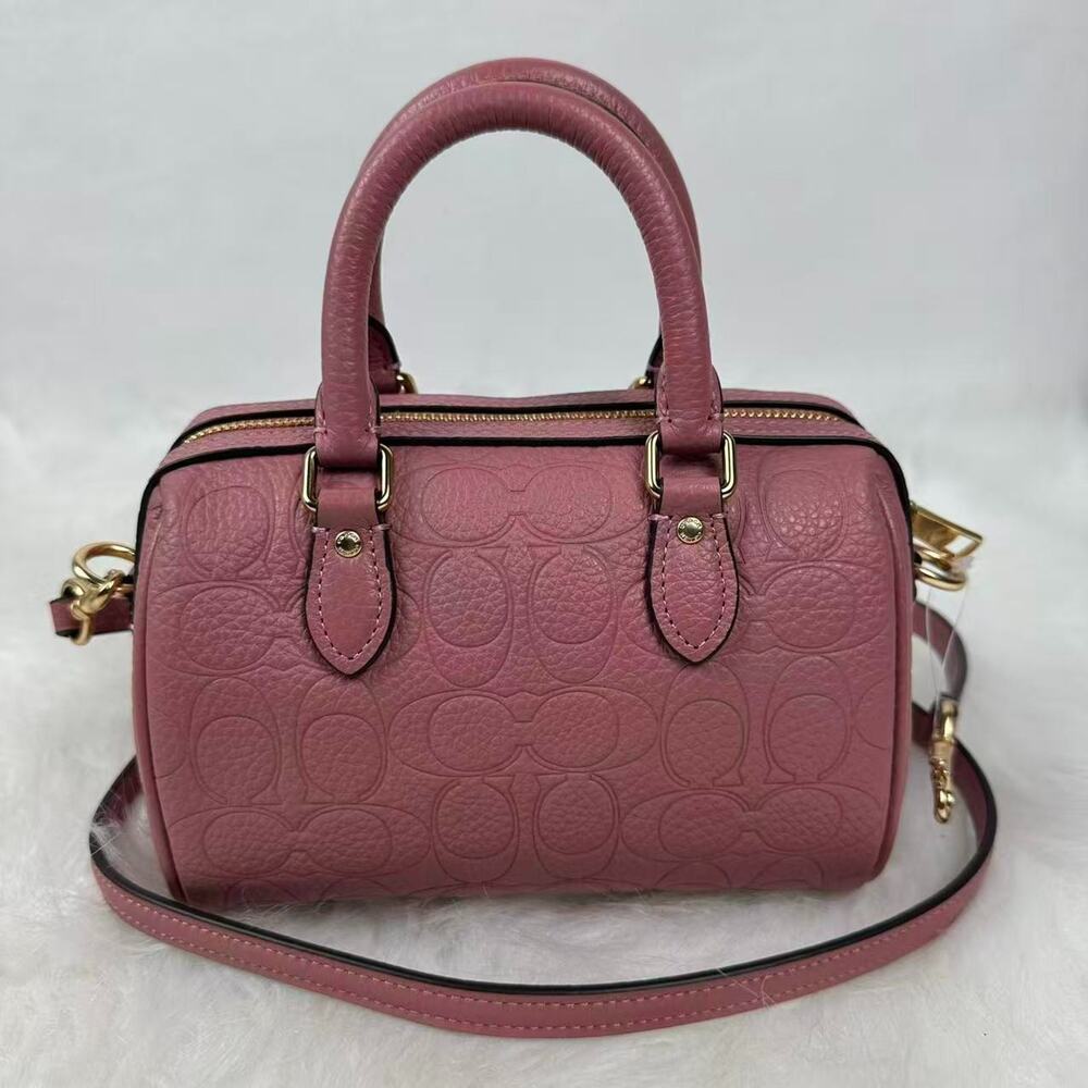 Coach Mini Rowan Crossbody Bag Signature Leather CCF28 Pebbled Leather/Peony NWT - Picture 2 of 8